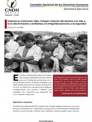 Matanza en Golonchán Viejo, Chiapas: violación del derecho a la vida, a la no discriminación, a la libertad, a la integridad personal y a la seguridad