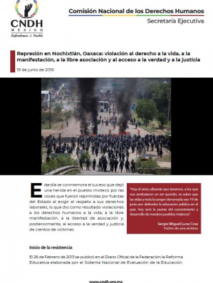 Represión en Nochixtlán, Oaxaca: violación al derecho a la vida, a la manifestación, a la libre asociación, al acceso a la verdad y a la justicia
