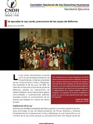 Se aprueba la Ley Lerdo, precursora de las Leyes de Reforma