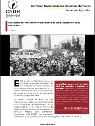 Gestación del movimiento estudiantil de 1968. Represión en la ciudadela