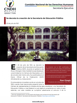 Se decreta la creación de la Secretaría de Educación Pública