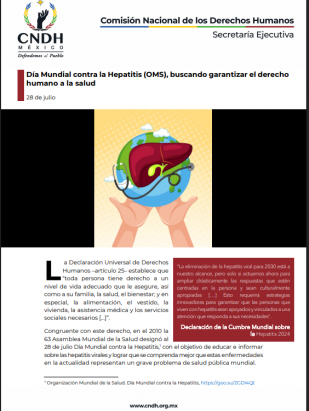 Día Mundial contra la Hepatitis (OMS), buscando garantizar el derecho humano a la salud