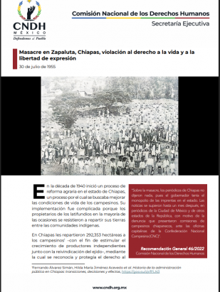 Masacre en Zapaluta, Chiapas, violación al derecho a la vida y a la libertad de expresión 