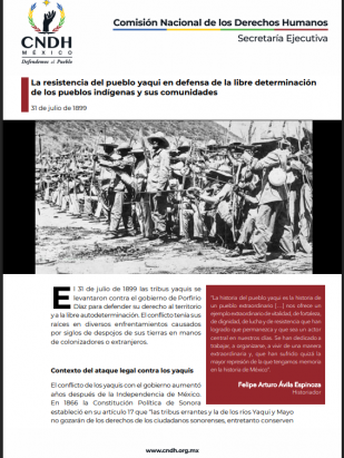 La resistencia del pueblo yaqui en defensa de la libre determinación de los pueblos indígenas y sus comunidades
