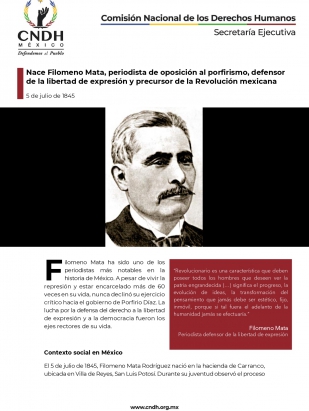Nace Filomeno Mata, periodista de oposición al porfirismo, defensor  de la libertad de expresión y precursor de la Revolución mexicana