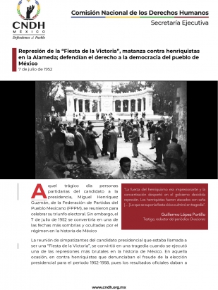 Represión de la “Fiesta de la Victoria”, matanza contra henriquistas  en la Alameda; defendían el derecho a la democracia del pueblo de  México