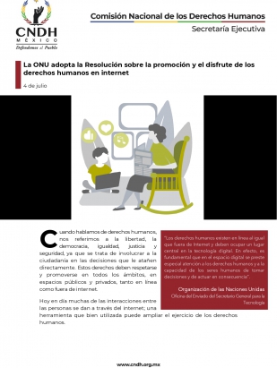La ONU adopta la Resolución sobre la promoción y el disfrute de los derechos humanos en internet