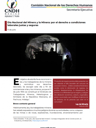 Día Nacional del Minero y la Minera: por el derecho a condiciones laborales justas y seguras