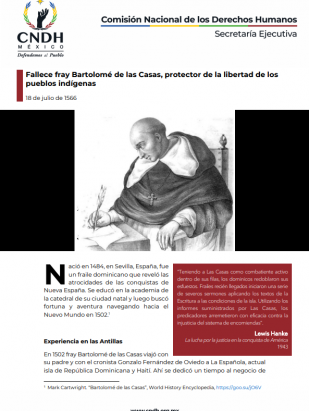 Fallece fray Bartolomé de las Casas, defensor de la libertad de los pueblos indígenas