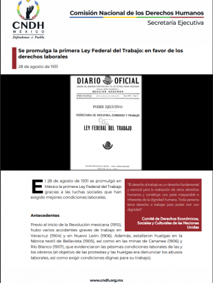 Se promulga la primera Ley Federal del Trabajo: en favor de los derechos laborales