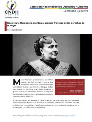 Nace Marie Deraismes, escritora y pionera francesa de los derechos de  la mujer