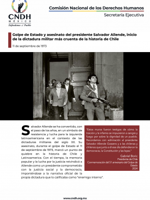 Golpe de Estado y asesinato del presidente Salvador Allende, inicio de la dictadura militar más cruenta de la historia de Chile