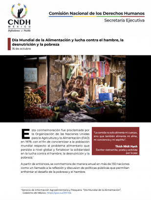 Día Mundial de la Alimentación y lucha contra el hambre, la desnutrición y la pobreza