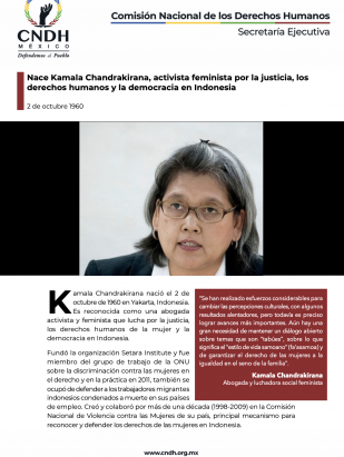 Nace Kamala Chandrakirana, activista feminista por la justicia, los derechos humanos y la democracia en Indonesia