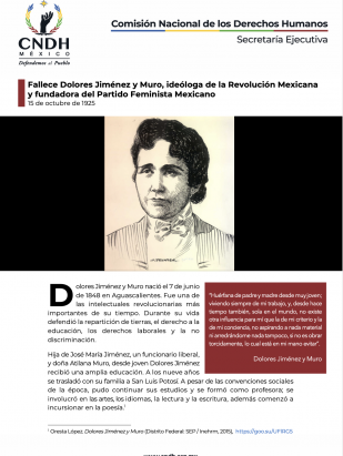 Fallece Dolores Jiménez y Muro, ideóloga de la Revolución Mexicana y fundadora del Partido Feminista Mexicano