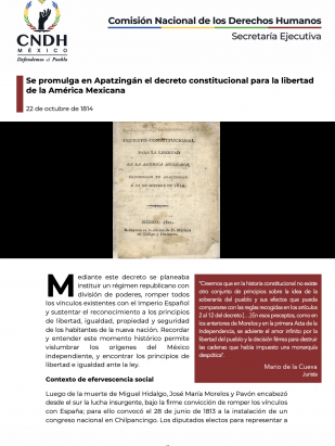Se promulga en Apatzingán el decreto constitucional para la libertad de la América Mexicana