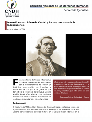 Muere Francisco Primo de Verdad y Ramos, precursor de la Independencia