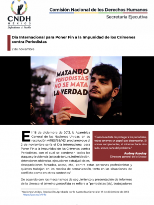Día Internacional para Poner Fin a la Impunidad de los Crímenes contra Periodistas