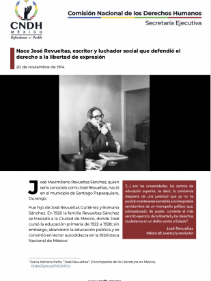 Nace José Revueltas, escritor y luchador social que defendió el derecho a la libertad de expresión