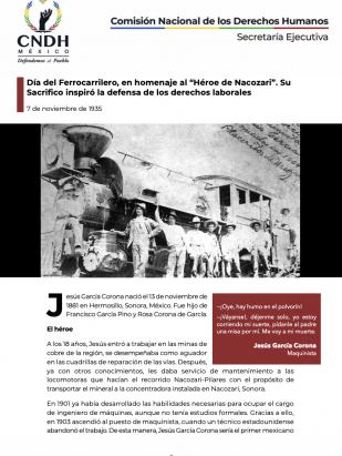 Día del Ferrocarrilero, en homenaje al “Héroe de Nacozari”. Su Sacrifico inspiró la defensa de los derechos laborales