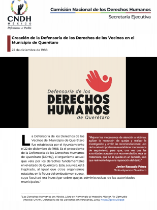 Creación de la Defensoría de los Derechos de los Vecinos en el Municipio de Querétaro