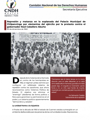 Represión y matanza en la explanada del Palacio Municipal de Chilpancingo por elementos del ejército por la protesta contra el gobernador Raúl Caballero Aburto