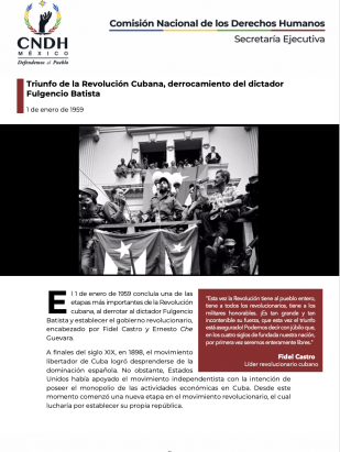 Triunfo de la Revolución Cubana, derrocamiento del dictador Fulgencio Batista