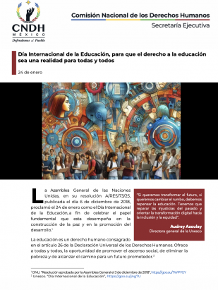 Día Internacional de la Educación, para que el derecho a la educación sea una realidad para todas y todos