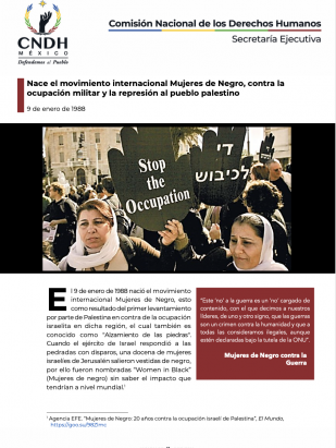 Nace el movimiento internacional Mujeres de Negro, contra la ocupación militar y la represión al pueblo palestino