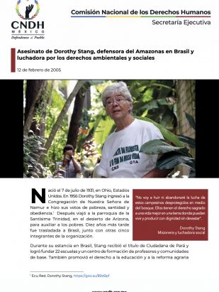 Asesinato de Dorothy Stang, defensora del Amazonas en Brasil y luchadora por los derechos ambientales y sociales