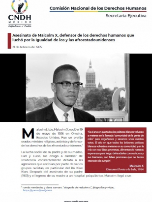 Asesinato de Malcolm X, defensor de los derechos humanos que luchó por la igualdad de los y las afroestadounidenses