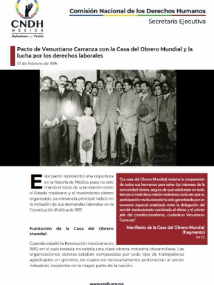 Pacto de Venustiano Carranza con la Casa del Obrero Mundial y la lucha por los derechos laborales