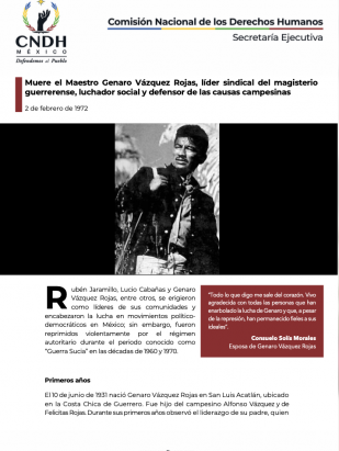 Muere el Maestro Genaro Vázquez Rojas, líder sindical del magisterio guerrerense, luchador social y defensor de las causas campesinas
