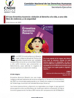 El Caso Ernestina Ascencio: violación al derecho a la vida, a una vida libre de violencia y a la seguridad
