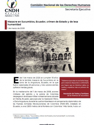 Masacre en Sucumbíos, Ecuador, crimen de Estado y de lesa humanidad