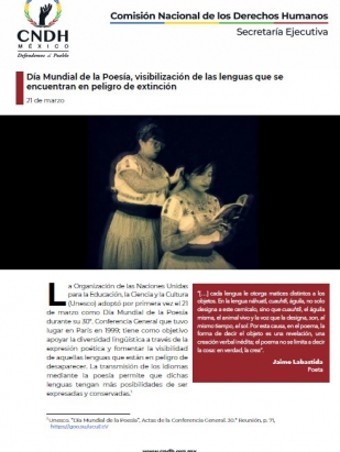 Día Mundial de la Poesía, visibilización de las lenguas que se encuentran en peligro de extinción