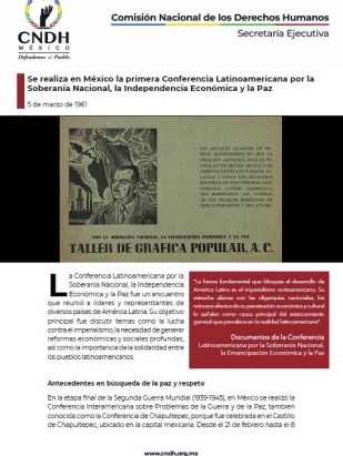 Se realiza en México la primera Conferencia Latinoamericana por la Soberanía Nacional, la Independencia Económica y la Paz