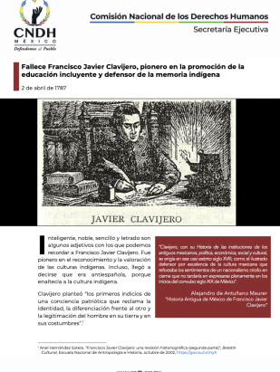 Fallece Francisco Javier Clavijero, pionero en la promoción de la educación incluyente y defensor de la memoria indígena